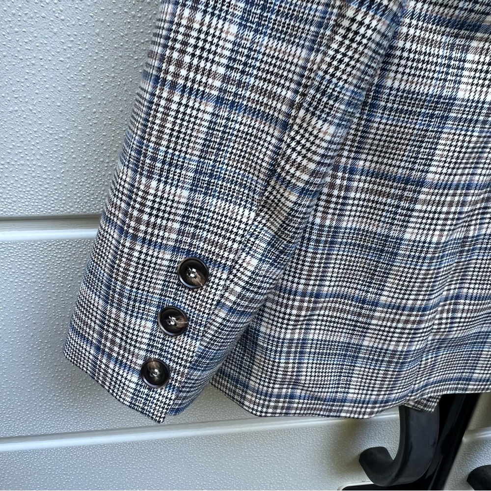 Evereve Ivy Blazer Plaid NEW with Tags Small Academia Office Business Blue - Picture 9 of 10